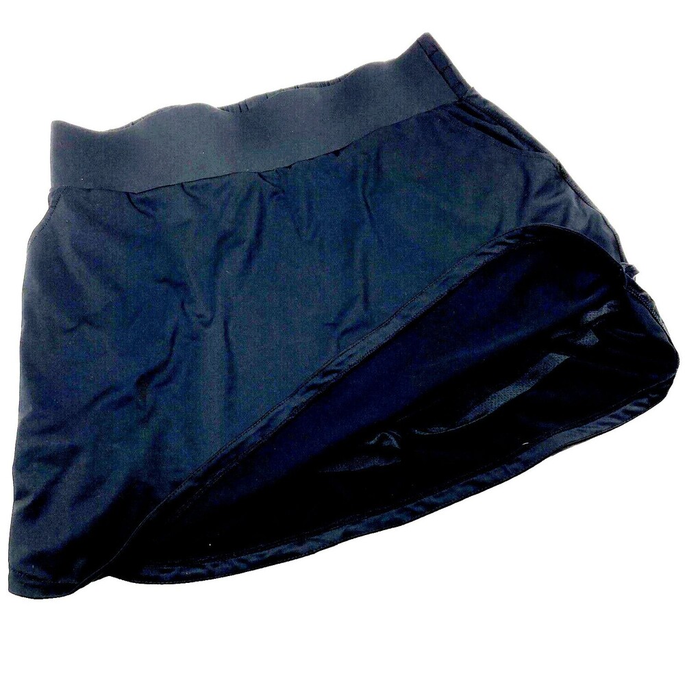 Mini Skort Skirt Lined Wide Elastic Waist Stretch XL Black Tennis Golf Hiking